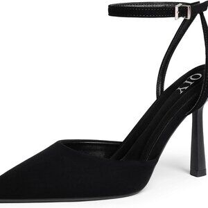 Women Closed Toe Ankle Strap Heels Pumps Pointed Toe Stiletto Dress Shoes